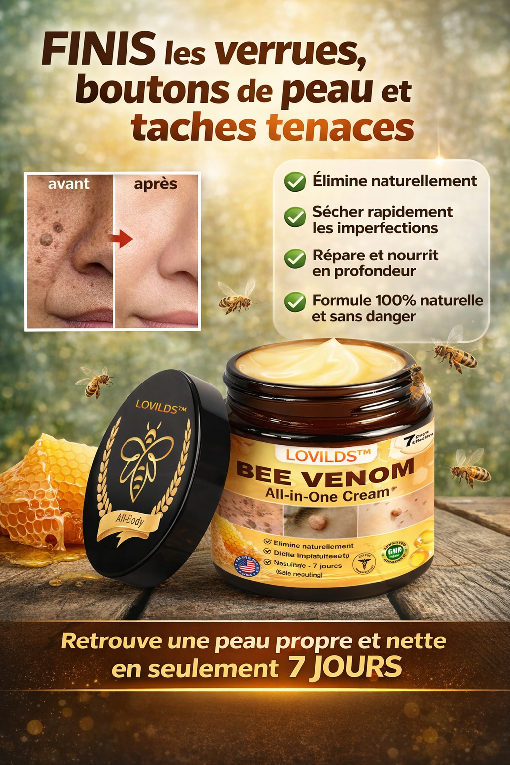 BEE VENOM : Crème Réparatrice Naturelle au venin d'Abeille