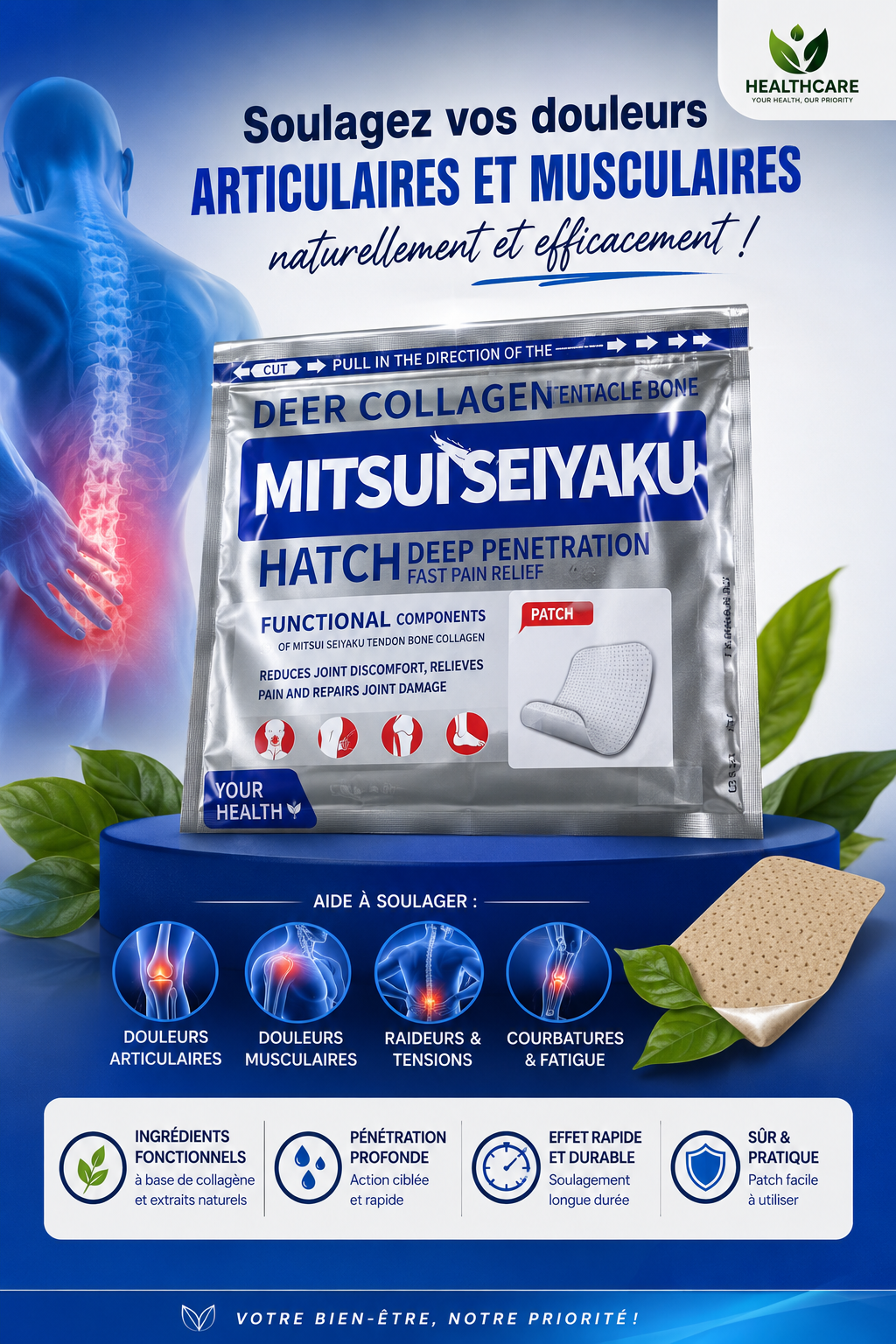 PATCH ANTI-DOULEUR AU COLLAGÈNE DU DOCTEUR MITSUSEIYAKU