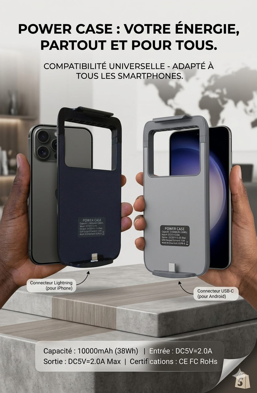 Coque Batterie Portable Sans fil Compatible iPhone & Android